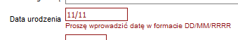 Komunikaty o błędach w formularzu