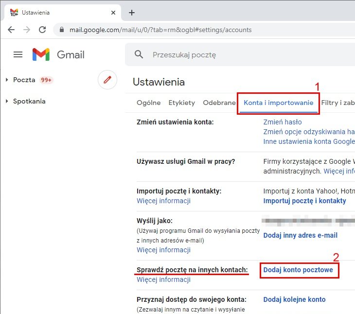 Dodawanie konta pocztowego w Gmail