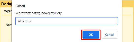 Nazwa etykiety dla poczty WIT
