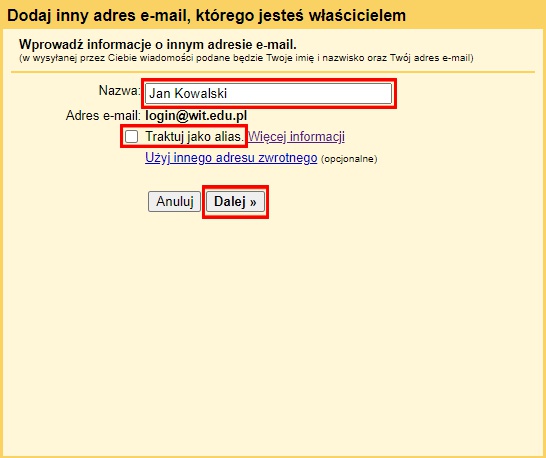 Ustawienie nazwy wyświetlanej