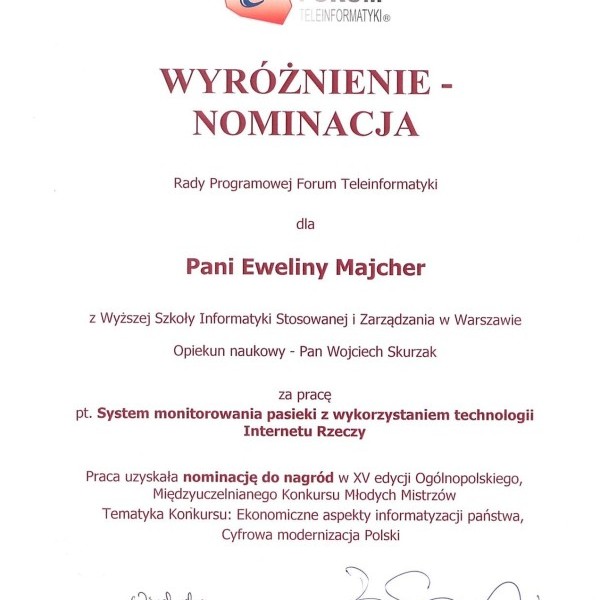 Najlepsza praca z zakresu Internetu Rzeczy i Sztucznej Inteligencji